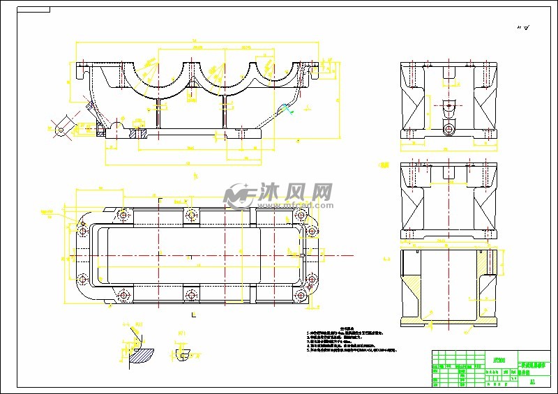 a1 二级减速器箱体零件图-model