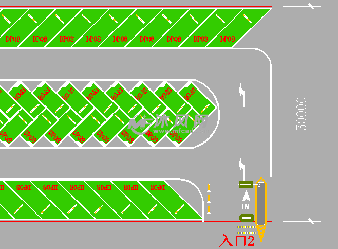 商场停车场平面布局和出入口及动线规划图 - 交通建筑