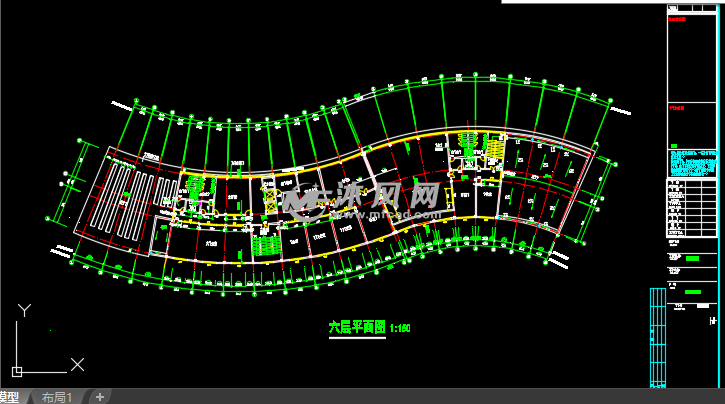 多层弧形综合楼施工图 - 建筑装修图纸 - 沐风网