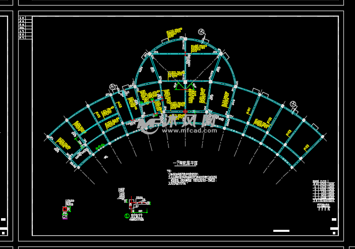 半圆弧形办公建筑设计图纸