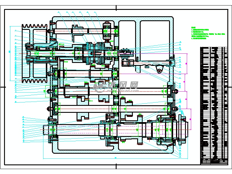 七级机床变速箱设计cad图纸