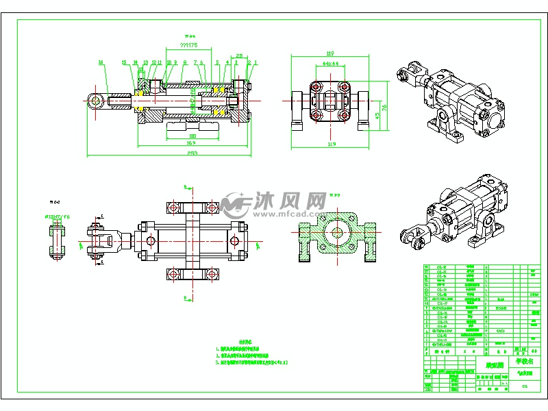 气缸cad图 液压及气动元件图纸 沐风网
