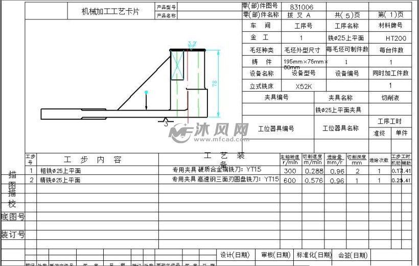 机械加工工艺卡片