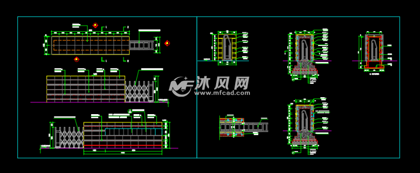 电动伸缩门洞干挂石材详细施工图