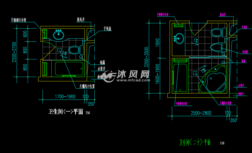 cad图纸 建筑图纸 详图,图库 厕所,盥洗室