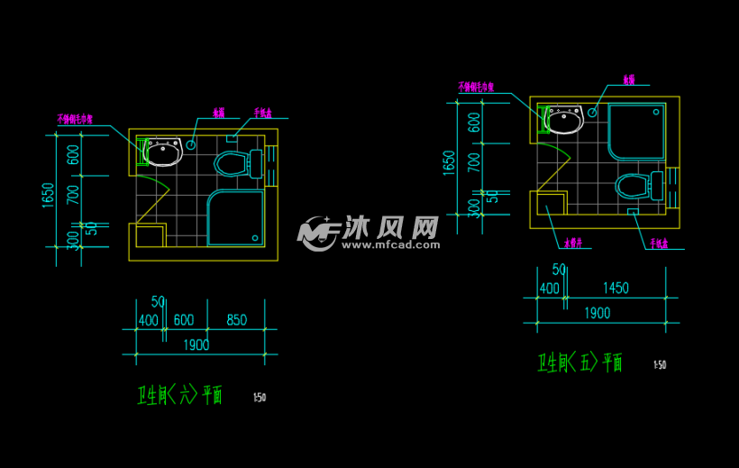 各类卫生间建筑设计布置图