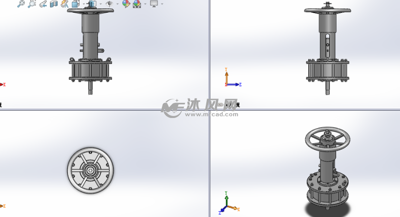 3种双作用执行机构tm1简易顶装手轮机构 - 阀体图纸