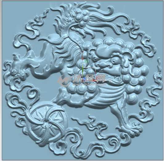 狮子滚绣球浮雕模型