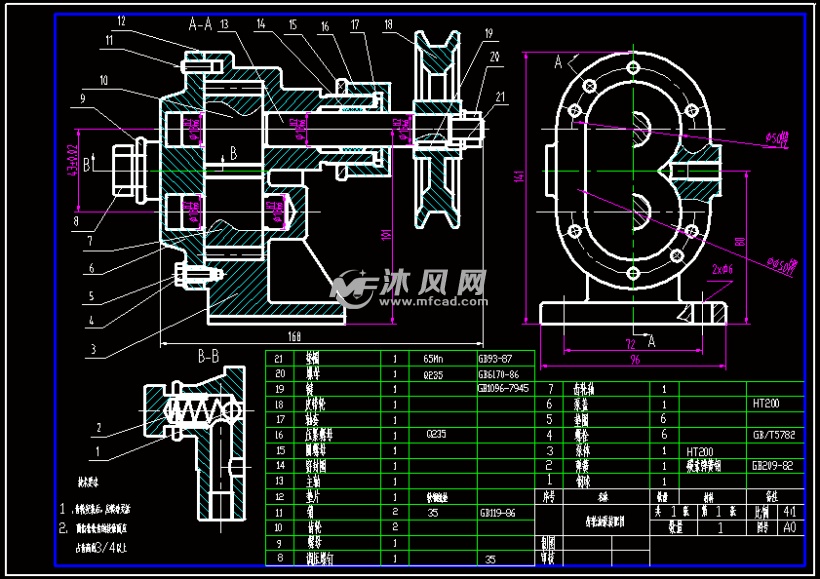 齿轮油泵cad图纸 - 泵图纸 - 沐风网