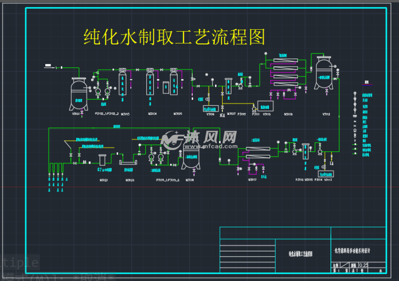 纯化水制备工艺流程设计cad图集