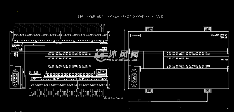 西门子siemenss7200smartplc模块外形尺寸图io接线图cad图纸