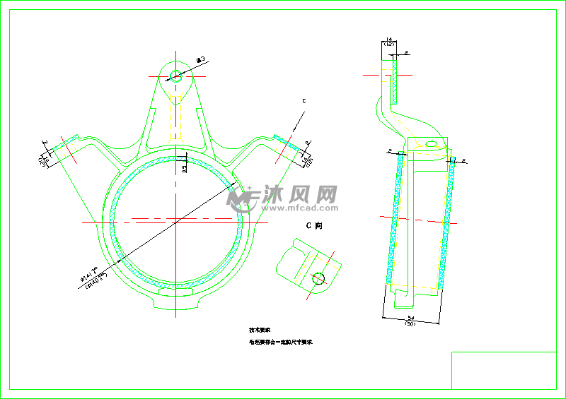 k212-ca10b解放汽车中间轴轴承支架粗车内孔Φ140h7夹具