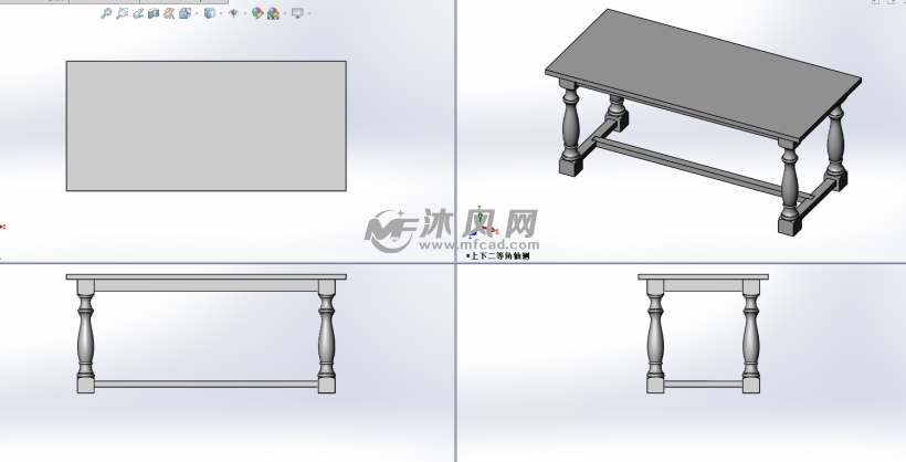 实木长方形餐桌模型图 桌图纸 沐风网