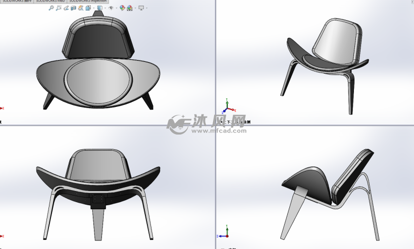 实木创新异形椅子模型三视图