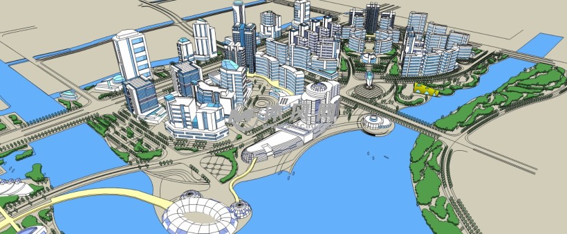 城市新区公园道路建设规划设计三维模型