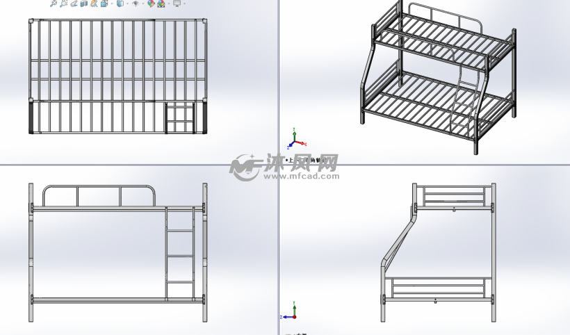 钢管高低床三视图