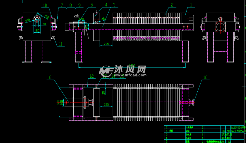 20平方xmy20-630-ub 自动保压板框厢式压滤机cad图纸