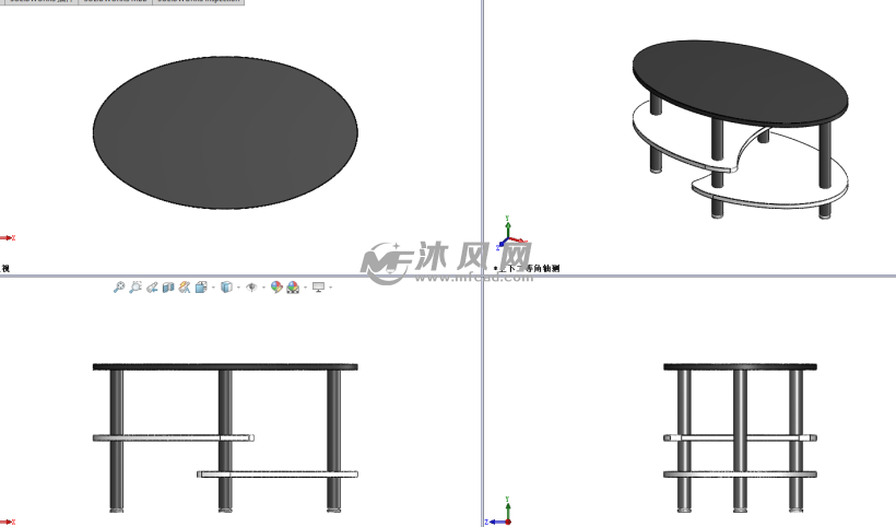 创意三层时尚茶几模型图 - 家具家装图纸 - 沐风网