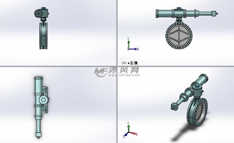 ykd743h(pn2.5)液控快速关闭蝶阀模型三视图