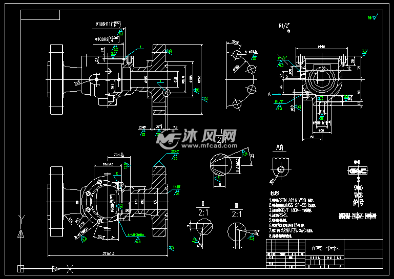 2 sq50f2005-q24 上装式球阀 阀体图纸 沐风网