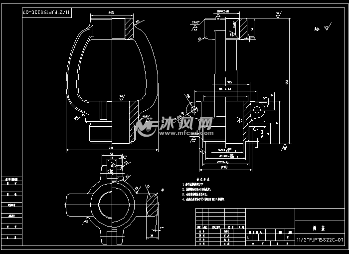 3-2"pjf15s22c j61型自密封截止阀 - 阀体图纸 - 沐风