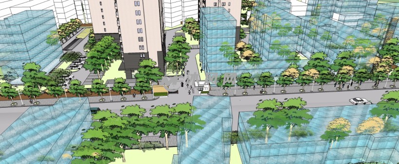 住宅小区道路公园规划设计三维模型