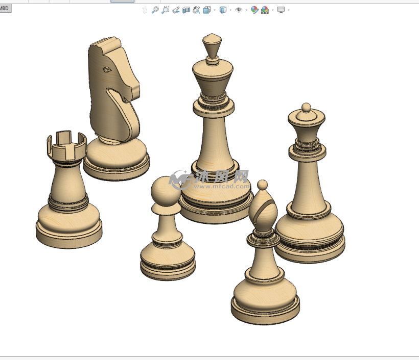 国际象棋设计建模图 玩具公仔图纸 沐风网