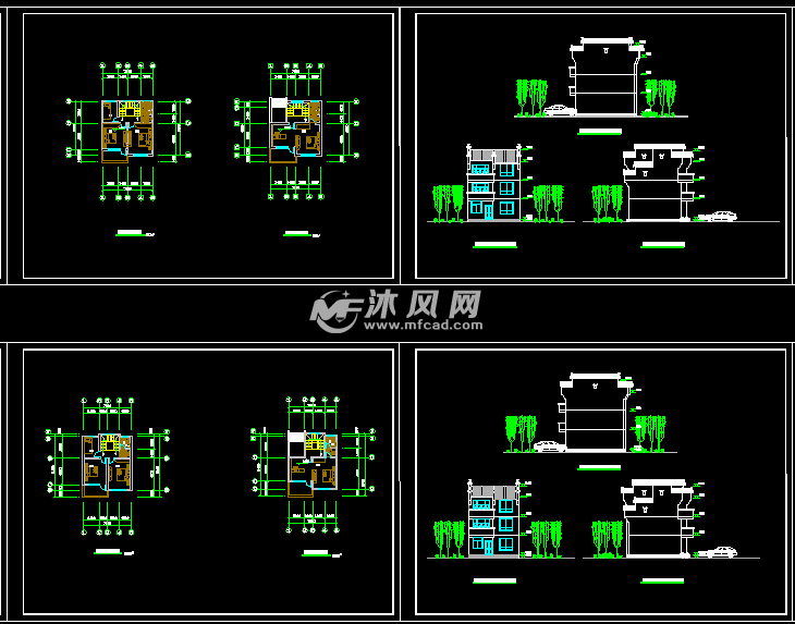 7套徽派建筑cad图