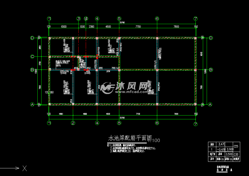 水池梁配筋平面图