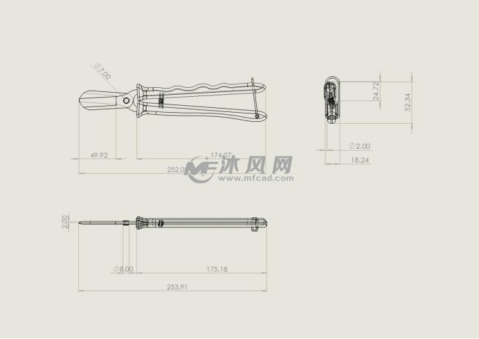 园林采摘剪刀 - 日常用品图纸 - 沐风网