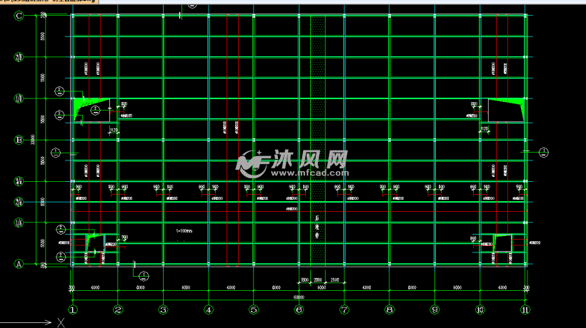 跨度66米柱距6米两层钢结构厂房图纸