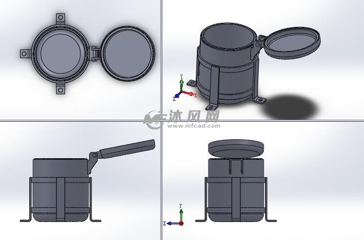 垃圾桶设计模型三视图