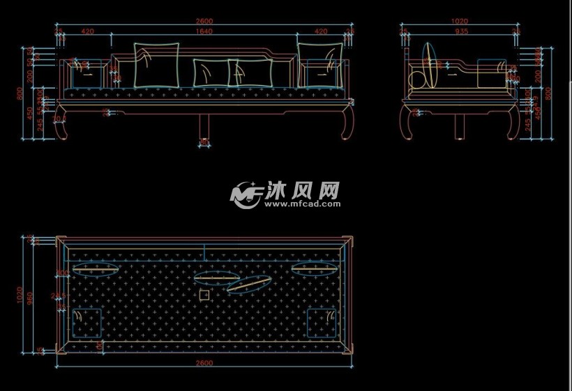 沙发生产加工cad图纸