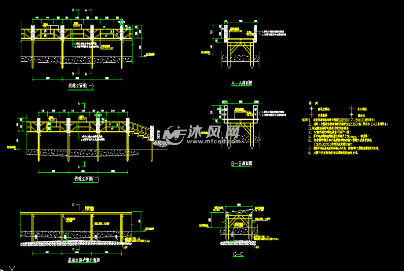 钢结构木栈道结构设计图纸 - 小品及配套设施施工图