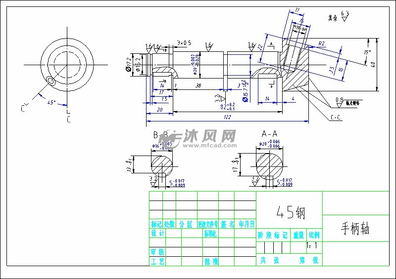 ca6140车床手柄轴零件图-model