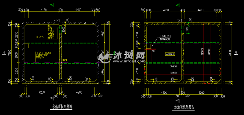 水池顶板配筋图