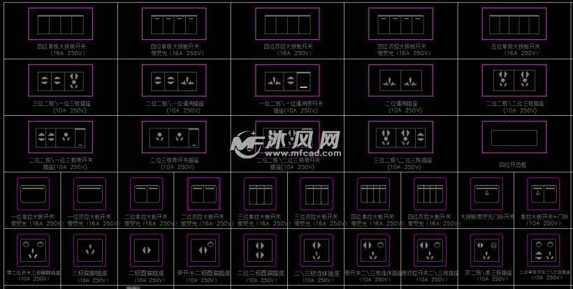 开关插座cad模板图库及相关知识