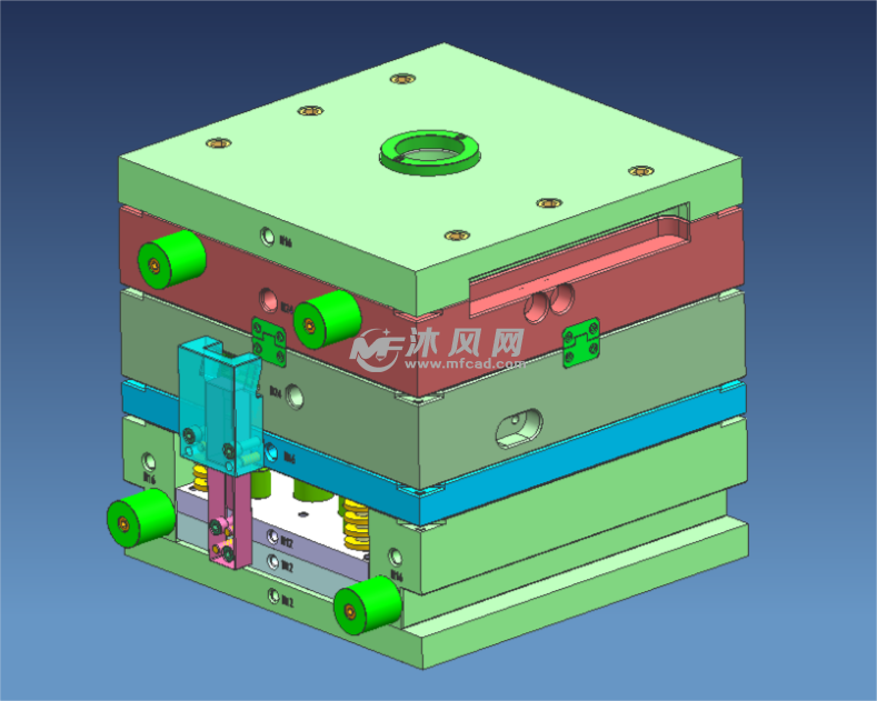 汽车按键全周滑块多穴二次顶出模具结构