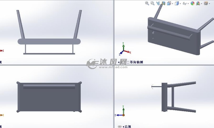 公园休闲椅子模型三视图