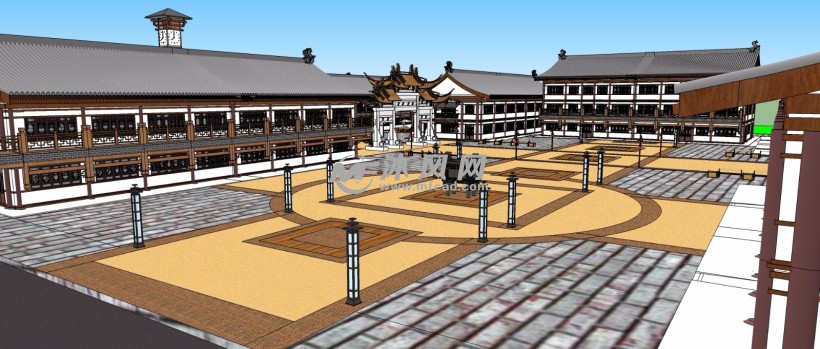 仿唐代风格古建筑商业街购物广场三维模型