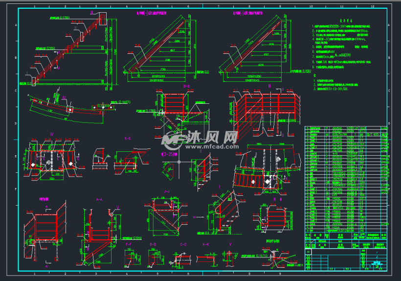 罐顶平台及盘梯cad图