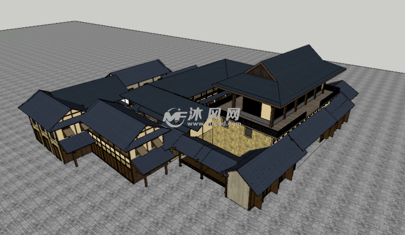 中式新古典建筑四合院住宅项目三维模型