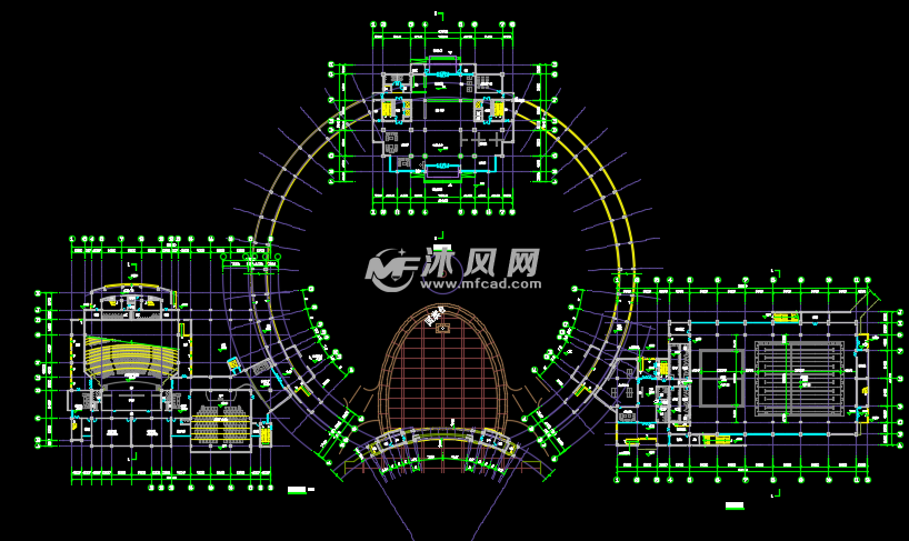 某中学校弧形大门及侧门建筑设计图纸