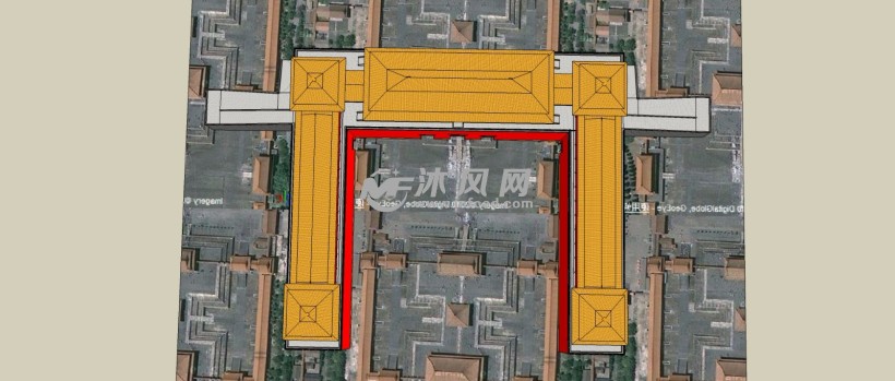 北京天安门故宫皇城大门入口午门古建筑俯视图