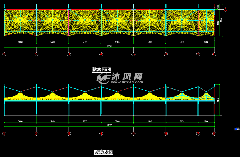 膜结构正视图平面图