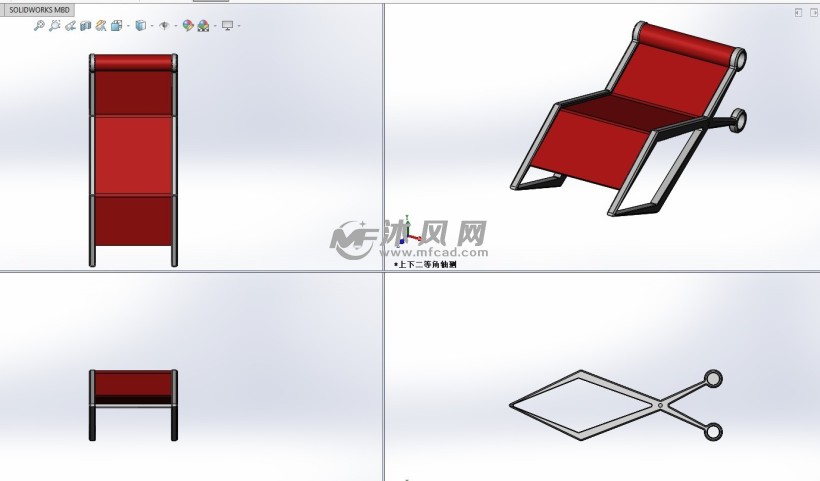 创意型躺椅模型三视图