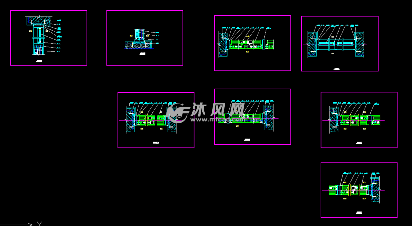 平开窗推拉窗固定窗三种铝合金窗户节点图纸