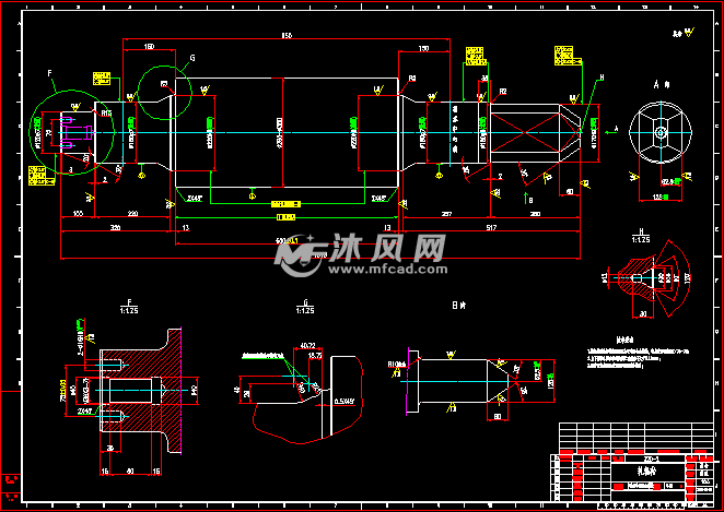 320型短应力轧机轧辊装配cad图 机械加工图纸 沐风网