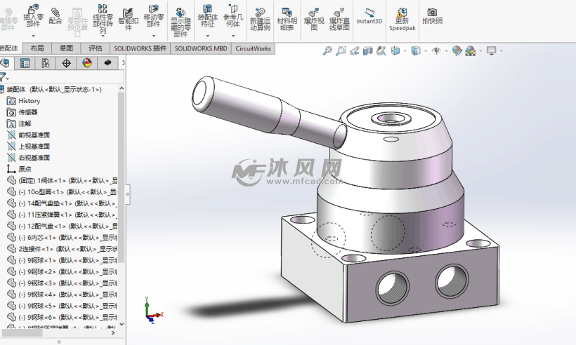 手动换向阀三维模型