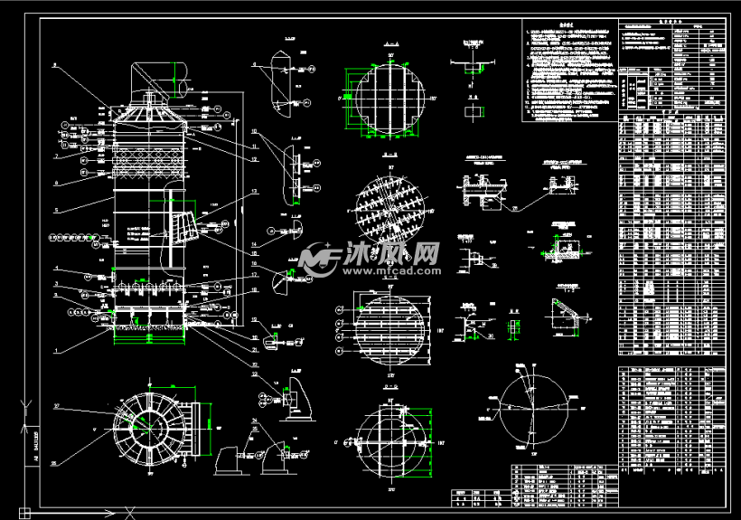 5m直径脱硫塔废气处理设备结构图纸